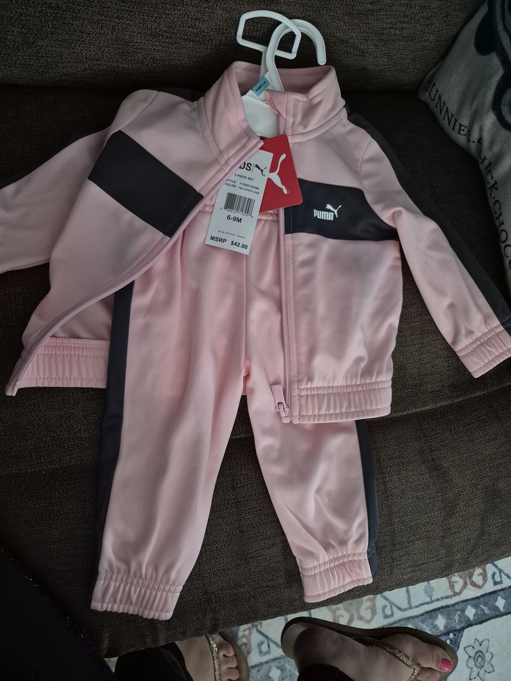 PUMA Pink & Gray Infant Track Set